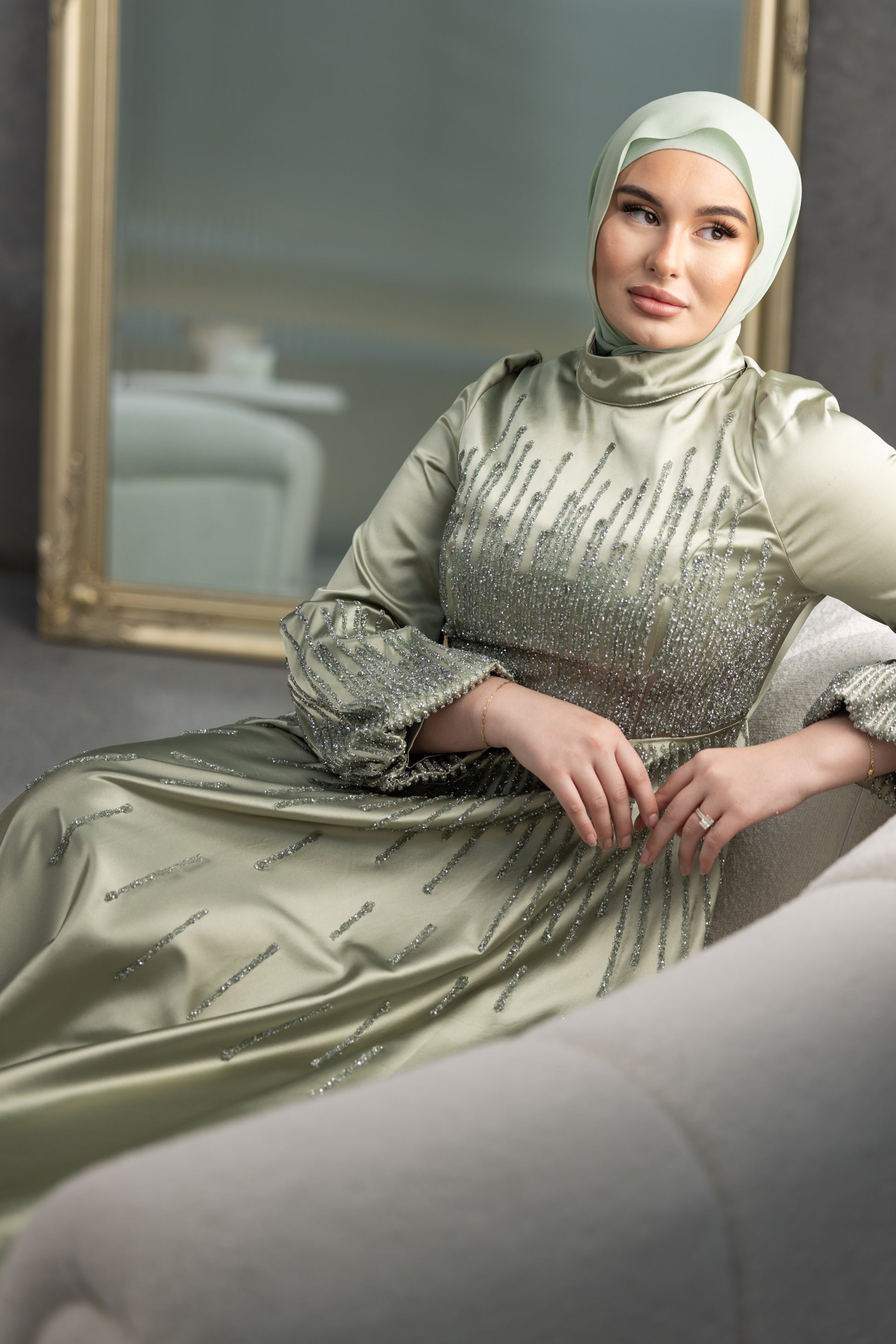 ahlam silk abaya & dress set product info and reviews Veiled Ahlam Silk Abaya